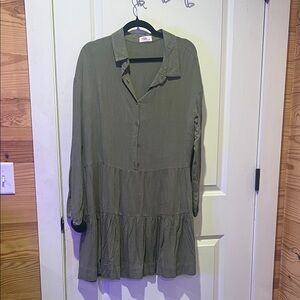 Olive Green Button-Up Dress